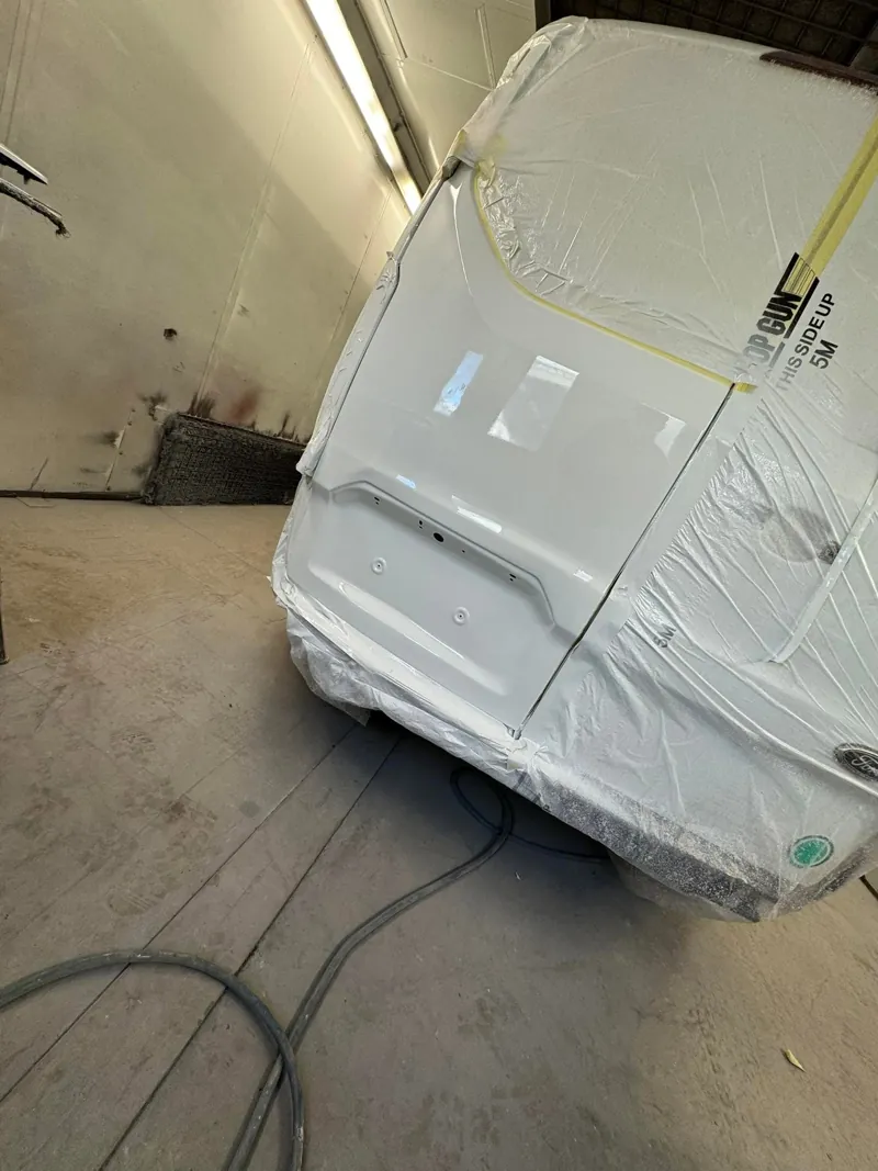 Van masked up ready for paintwork